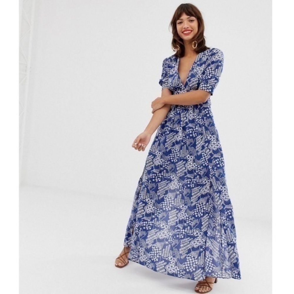 & Other Stories Cotton tie waist Midaxi Dress